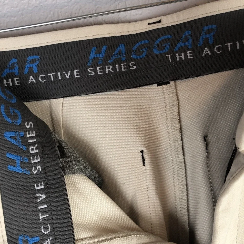 Haggar The Active Series Mens Pants‎ Size 29x39 Slim Fit 5-Pocket Beige FLAW